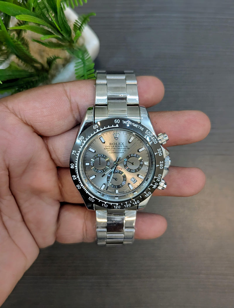 RLX Daytona – Silver Chain | Black & White Dial ⌚