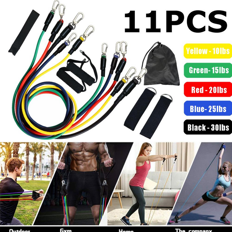 12-Piece Elastic Fitness Resistance Bands Set - 145 Kg (Free Delivery 🚚)