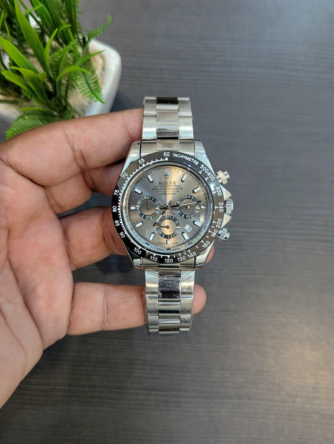 RLX Daytona – Silver Chain | Black & White Dial ⌚