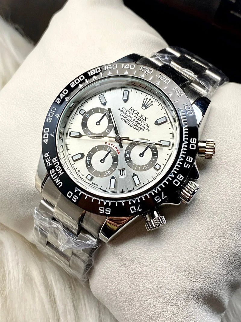 RLX Daytona – Silver Chain | Black & White Dial ⌚