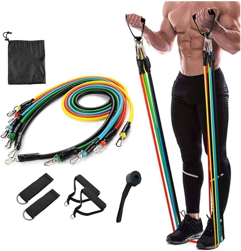 12-Piece Elastic Fitness Resistance Bands Set - 145 Kg (Free Delivery 🚚)