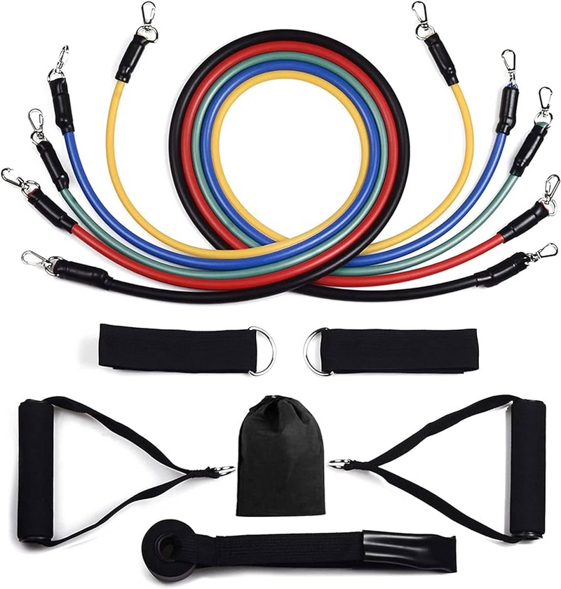 12-Piece Elastic Fitness Resistance Bands Set - 145 Kg (Free Delivery 🚚)