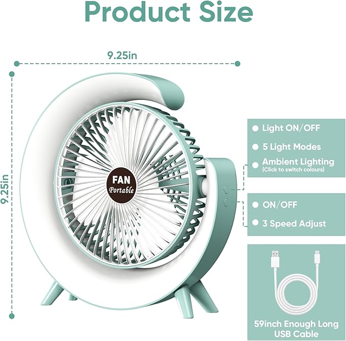 Coloful Rechargeable Desktop Fan