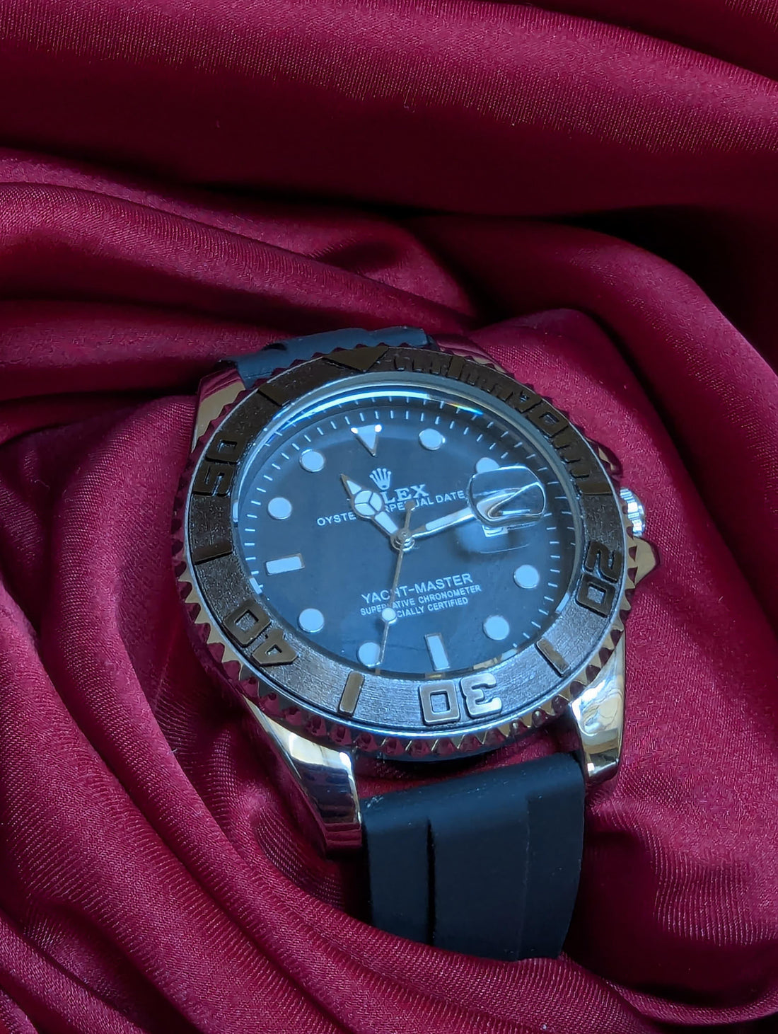 🖤✨ RLX Flex Strap Watch – Black with Silver Touch ⌚