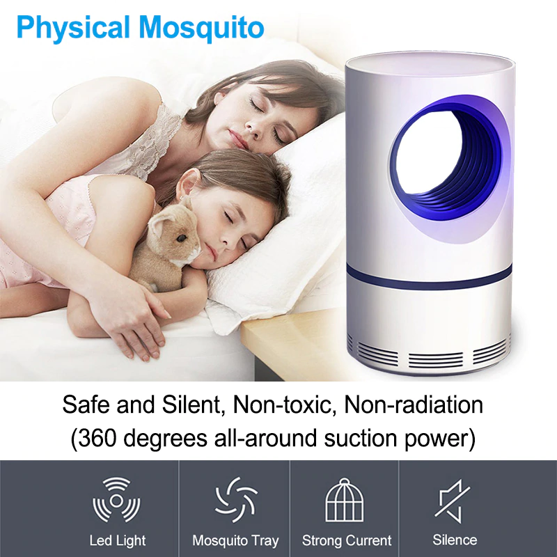 Electric Fly Bug Mosquito Insect Killer – LED Light Trap Control Lamp with USB Power Supply & Adapter
